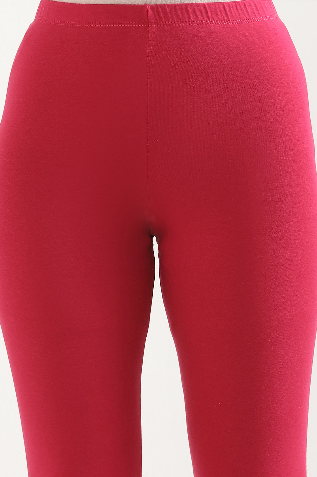 Pink Solid Skinny Fit Cotton Tights With Elasticated Waist