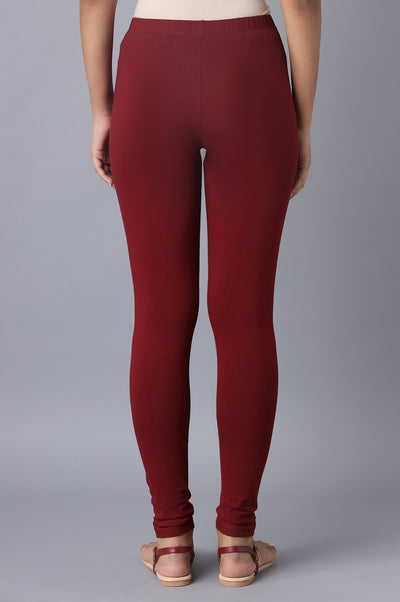 Maroon Cotton Lycra Tights