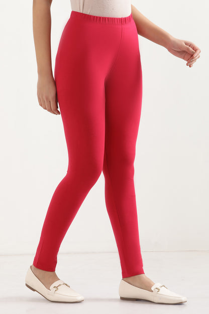 Red Cotton Lycra Tights