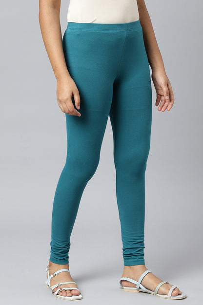 Teal Green Solid Tights