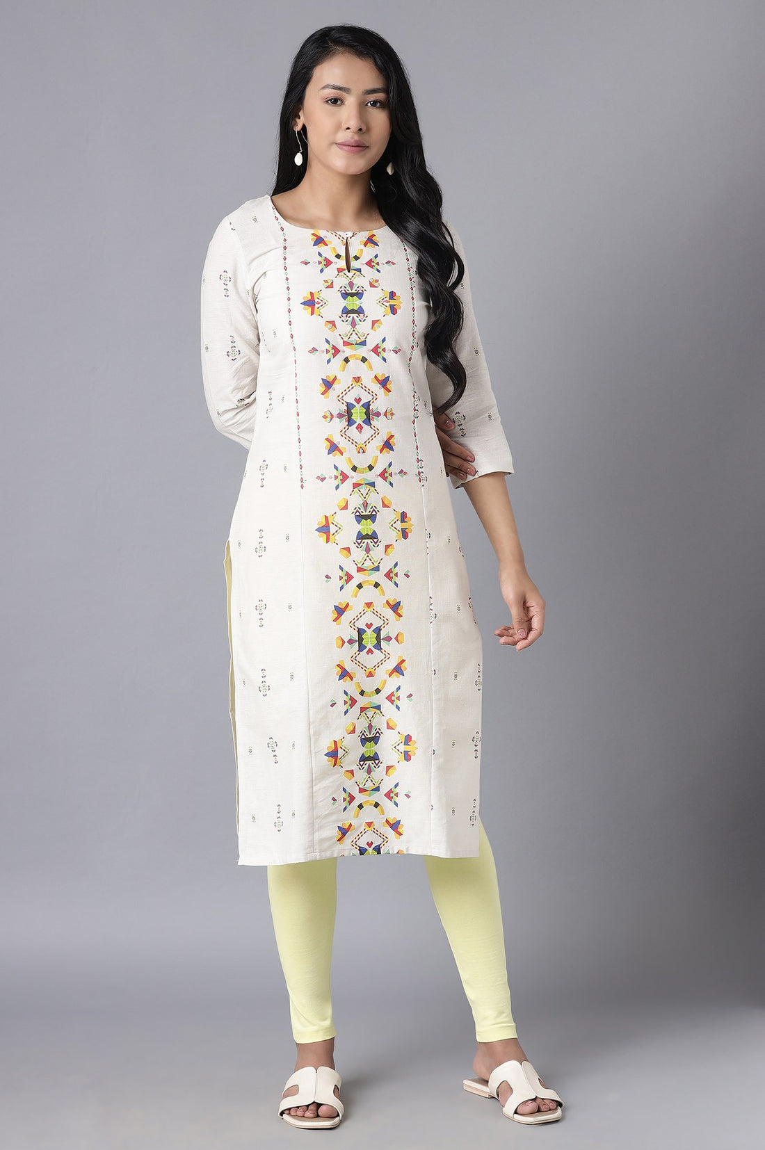 Yellow Solid Skinny Fit Cotton Tights With Elasticated Waistband