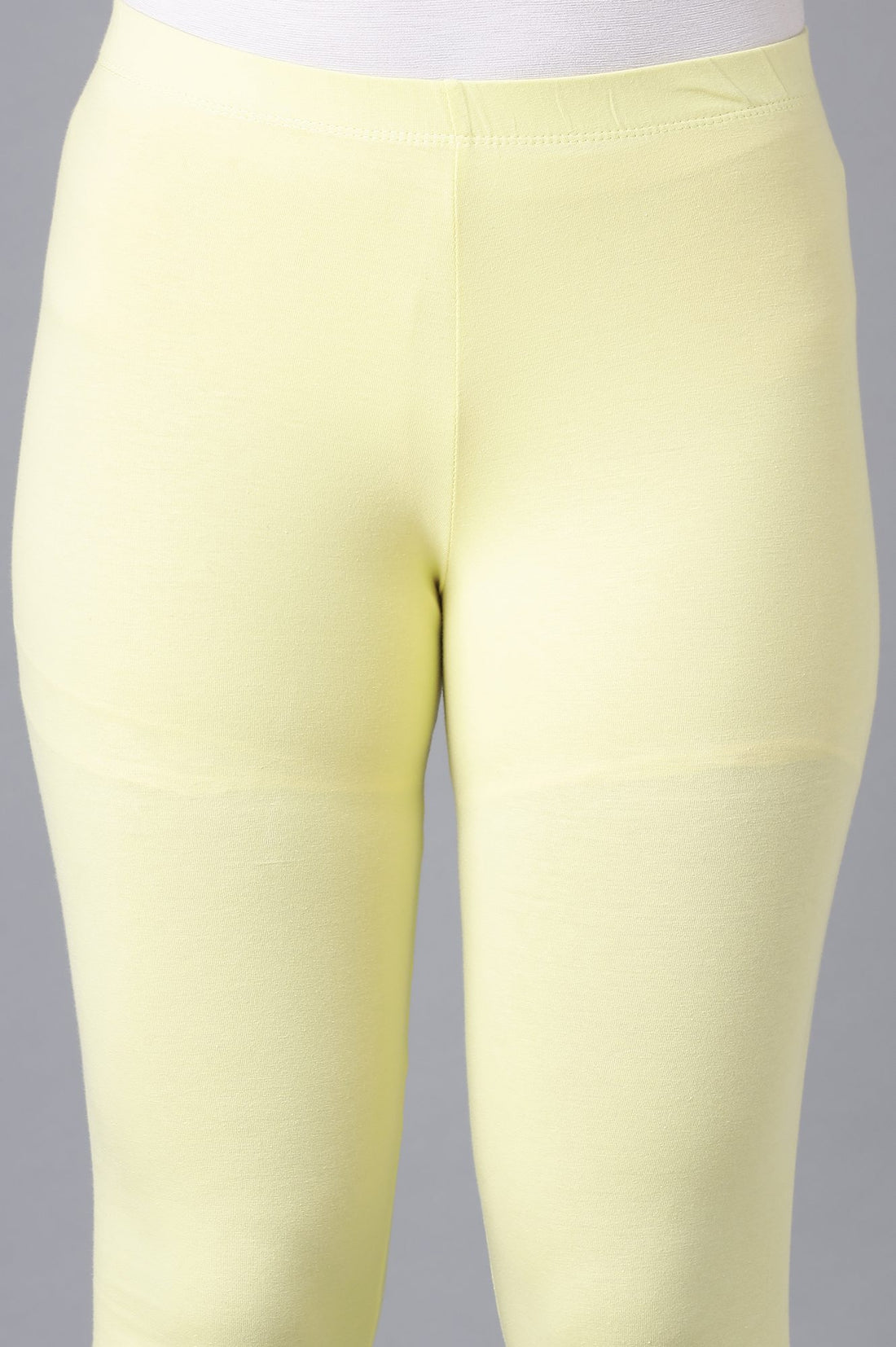 Yellow Solid Skinny Fit Cotton Tights With Elasticated Waistband