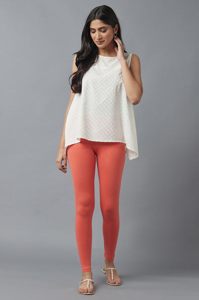 Peach Cotton Lycra Tights