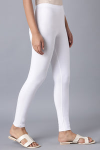 White Cotton Lycra Cropped Tights