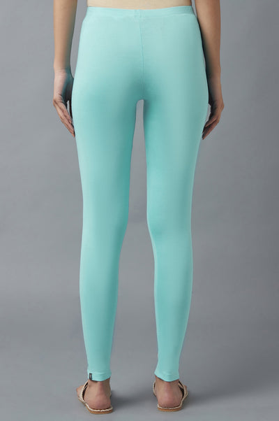 Light Blue Cotton Lycra Cropped Tights
