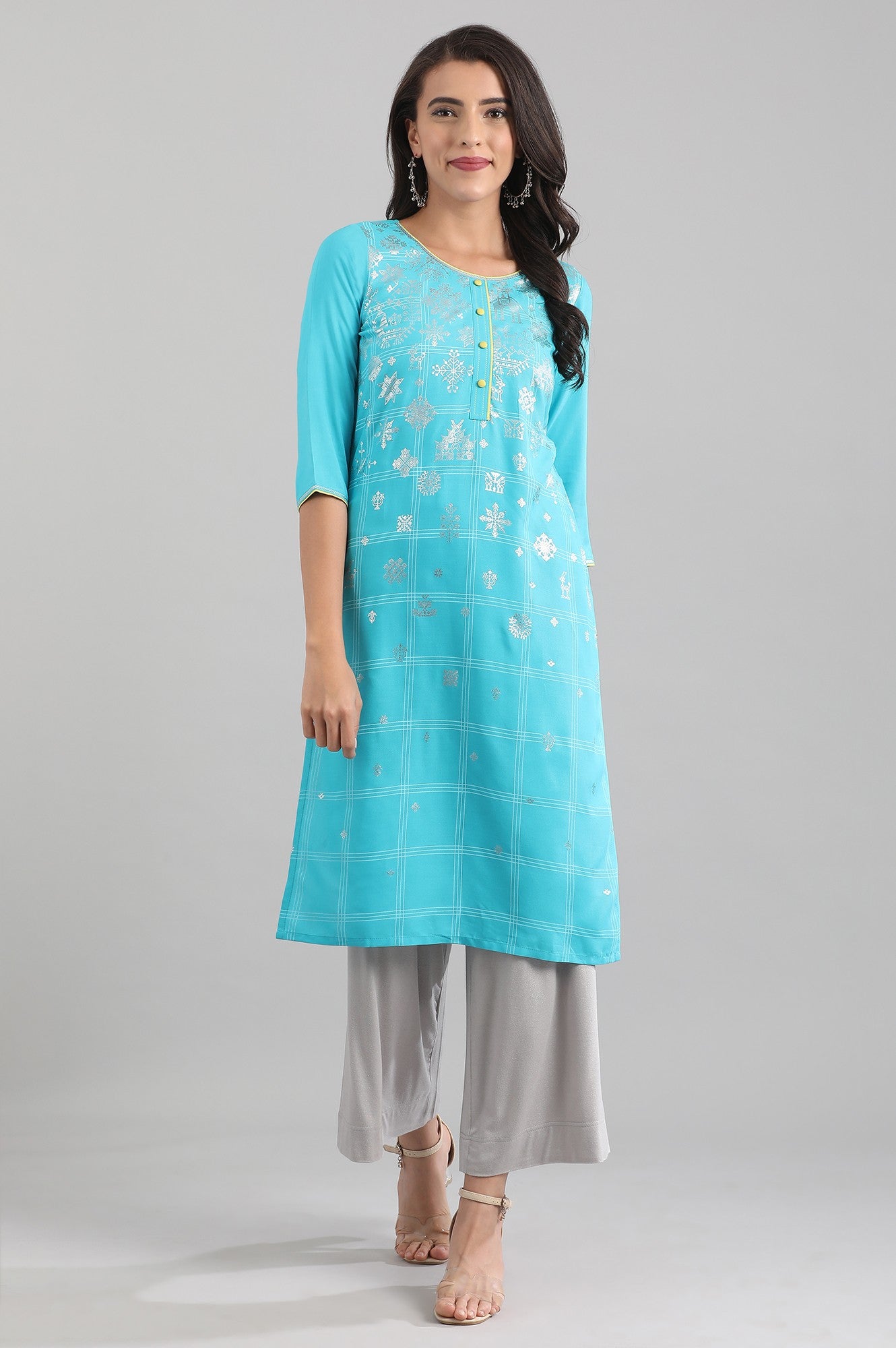 Blue Geometric Print kurta