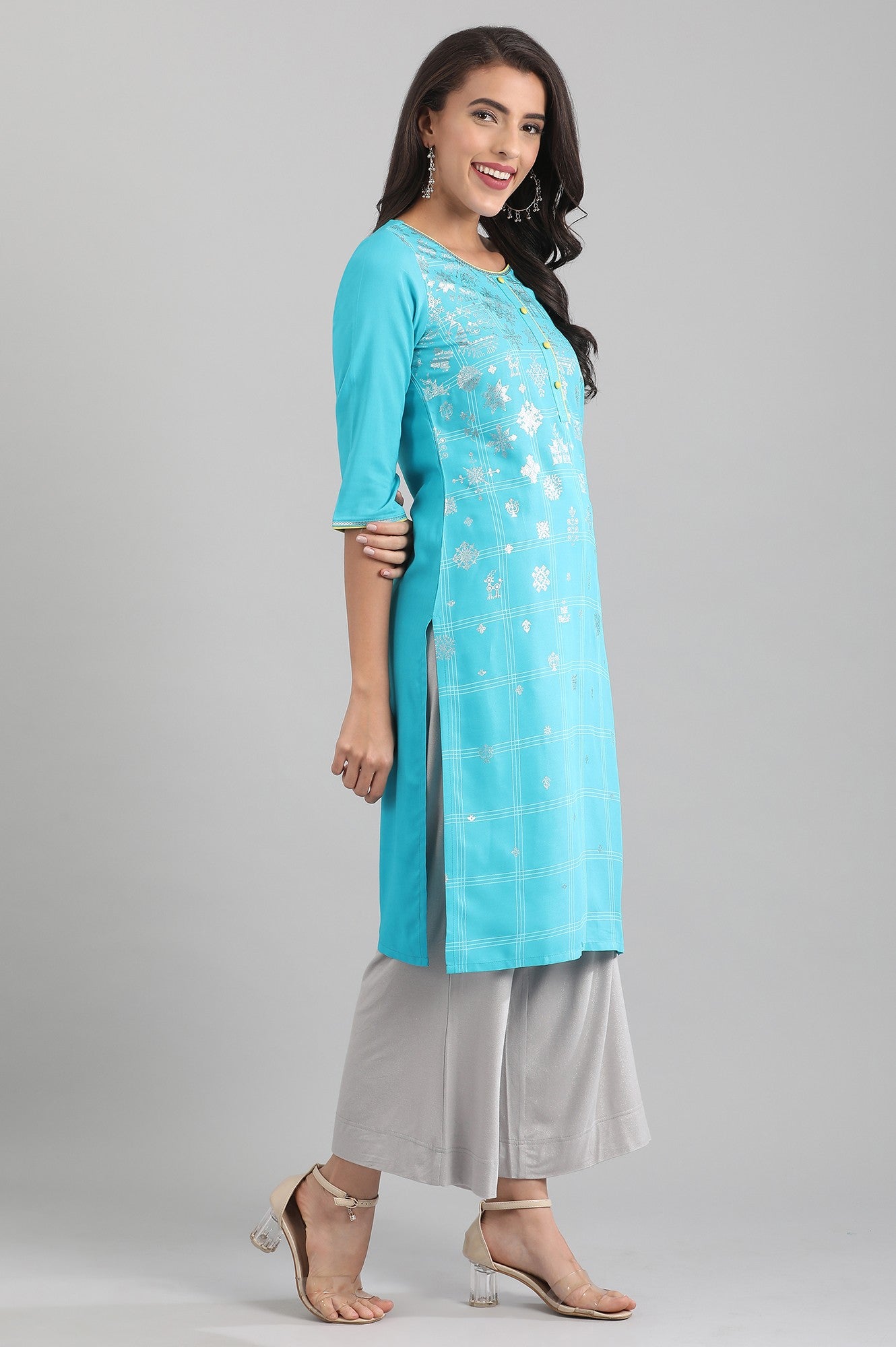 Blue Geometric Print kurta