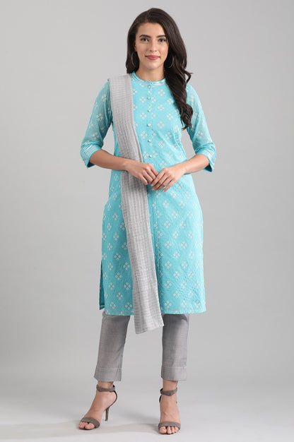 Blue Geometric Print kurta