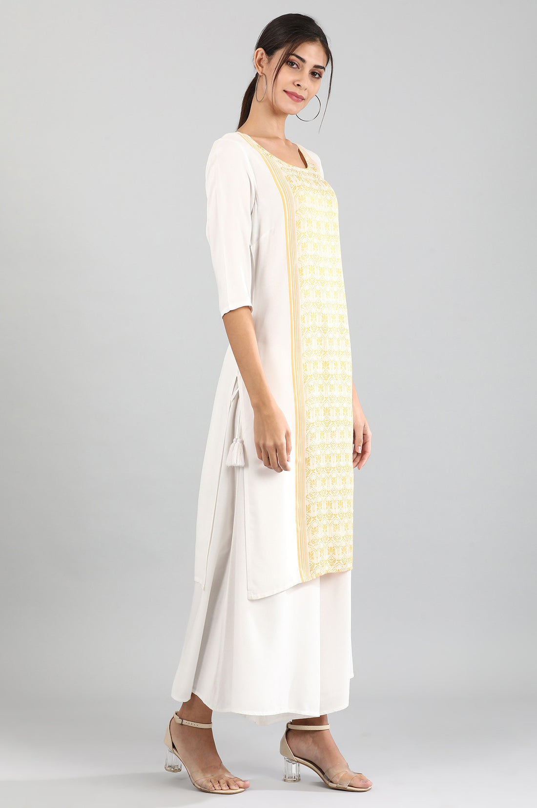 Off-White Geometric Print kurta