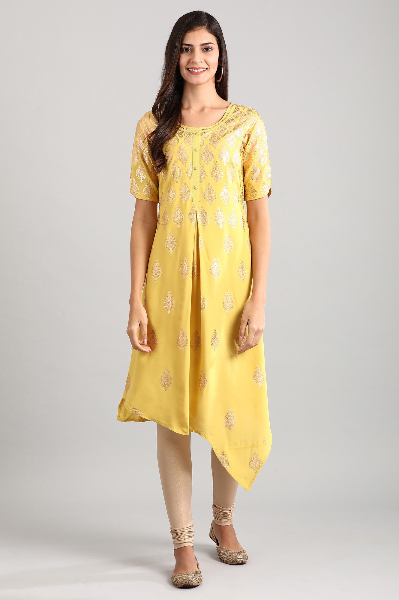 Yellow Asymetric kurta