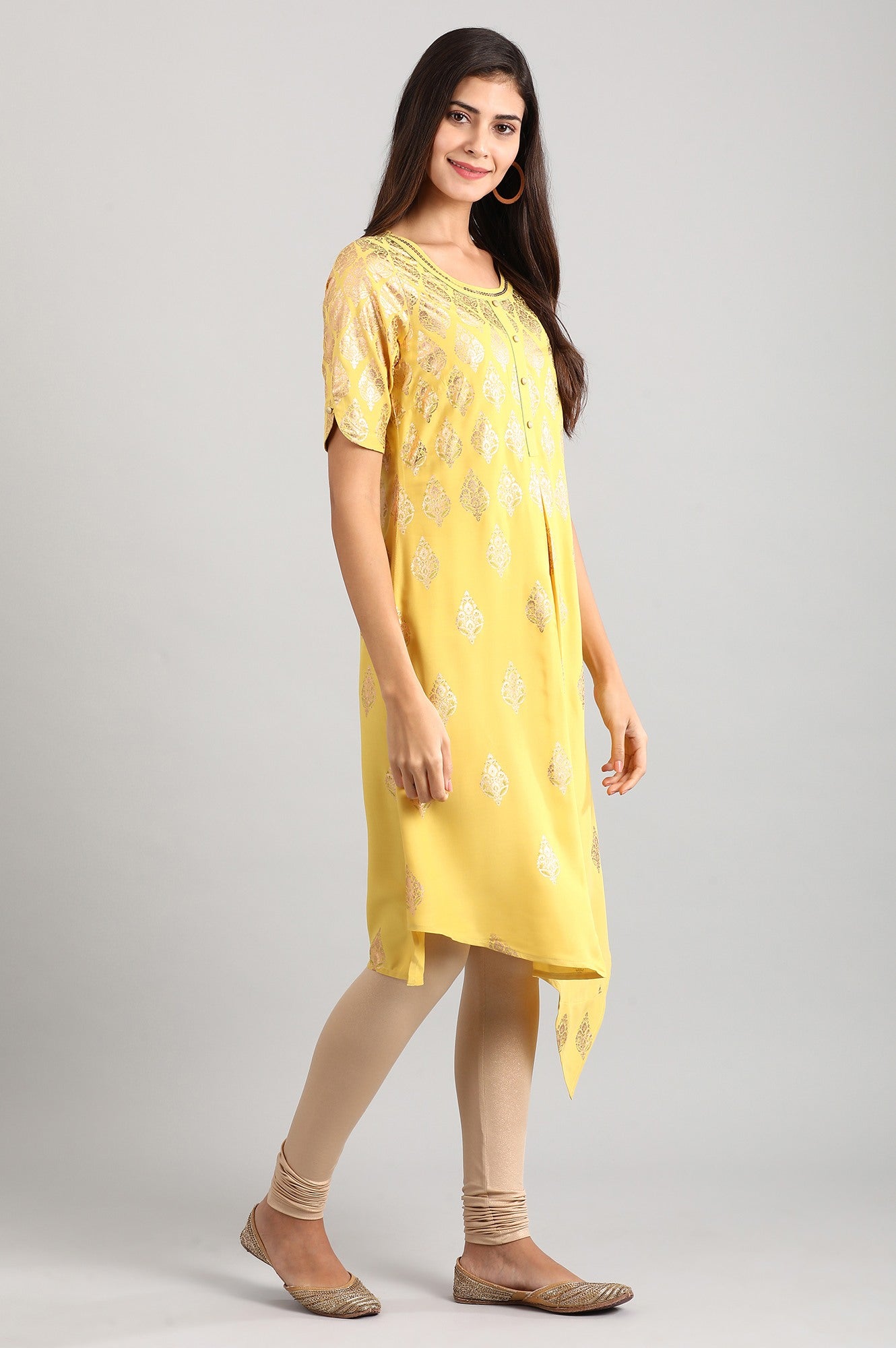 Yellow Asymetric kurta