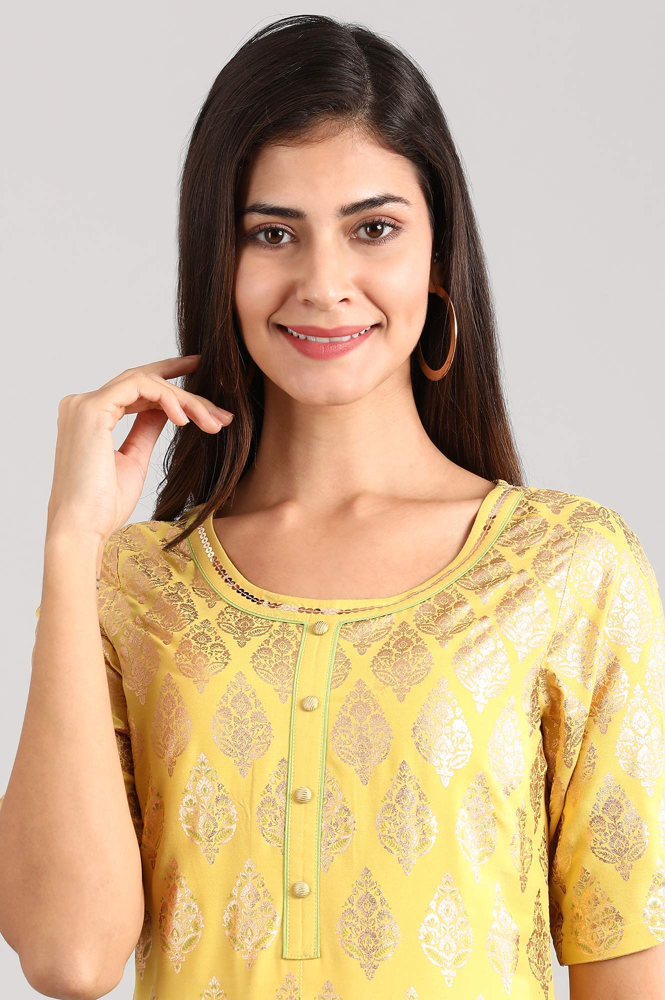 Yellow Asymetric kurta