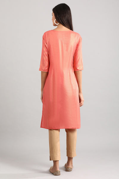 Pink Band Collar kurta
