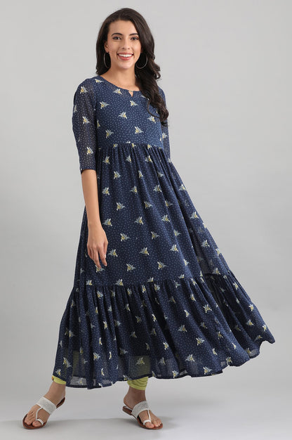 Blue Gathered Dress