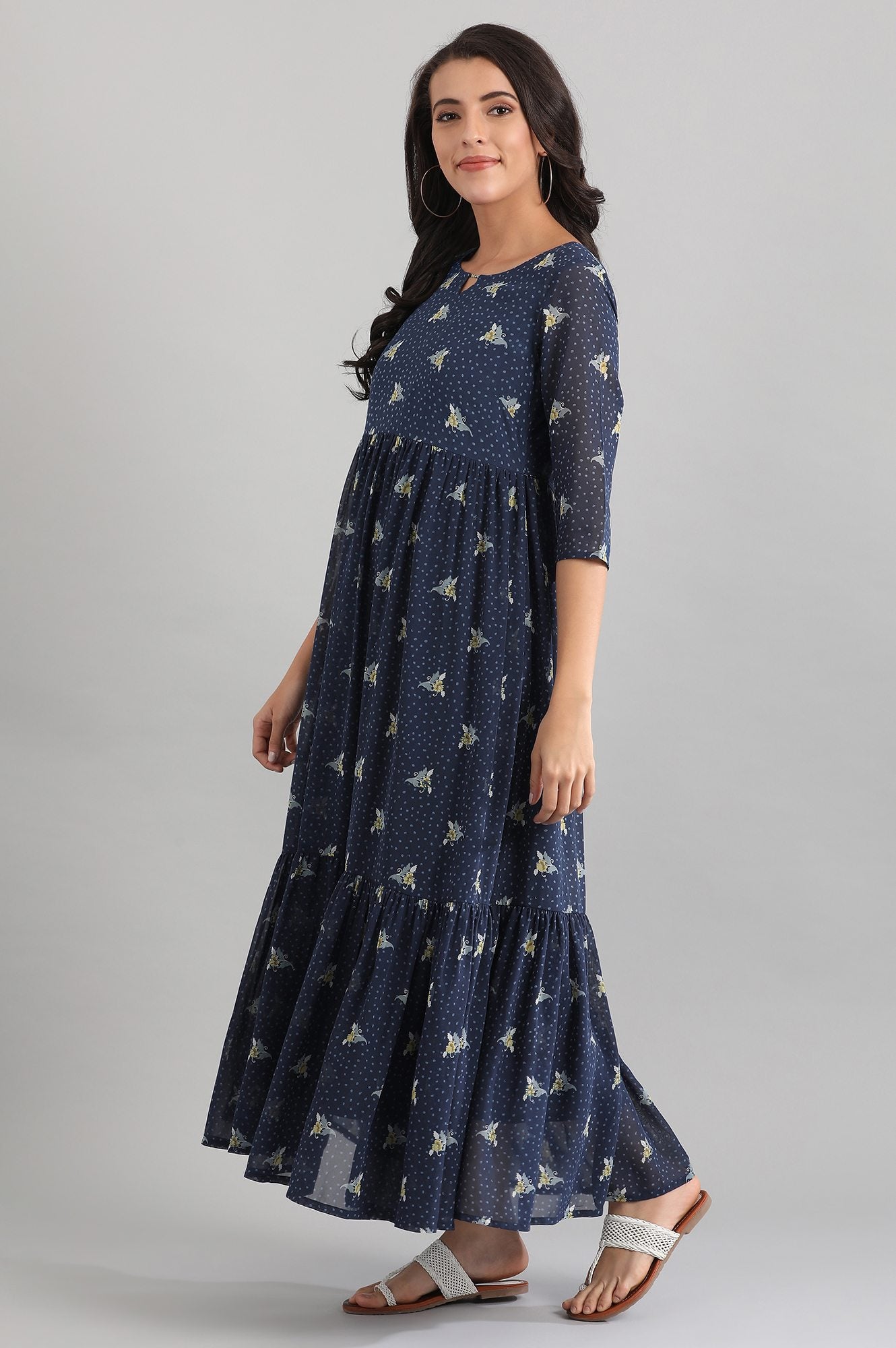 Blue Gathered Dress