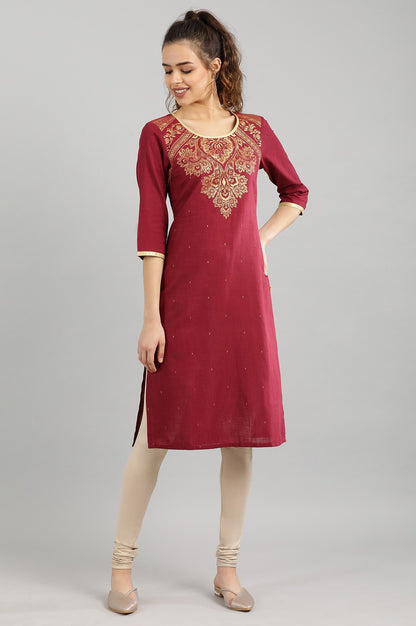 Maroon Straight kurta