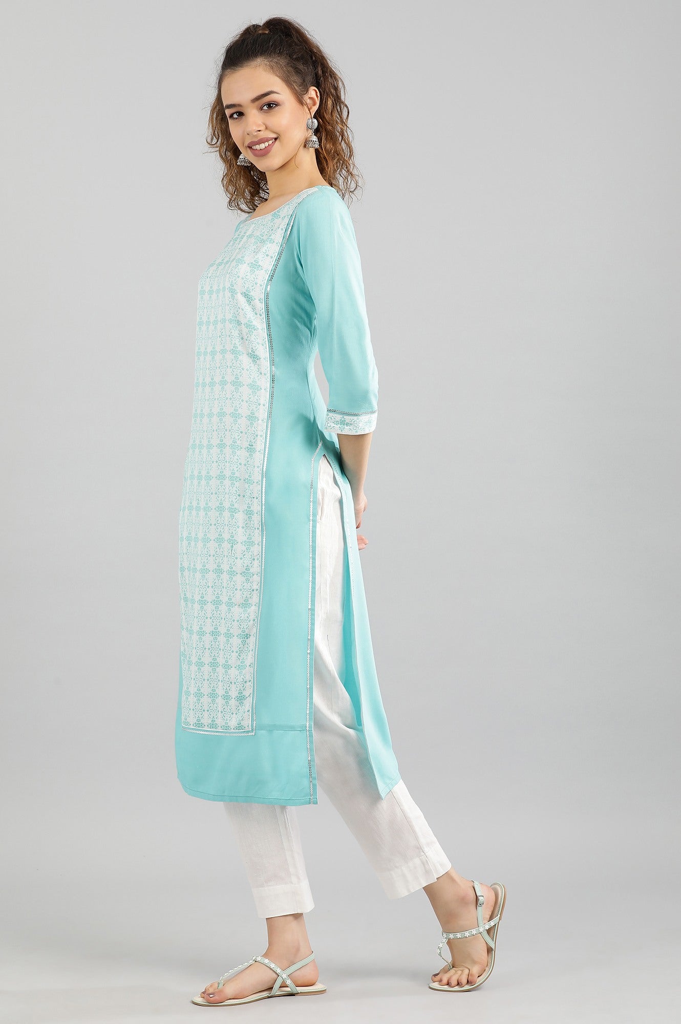 Light Blue Straight kurta