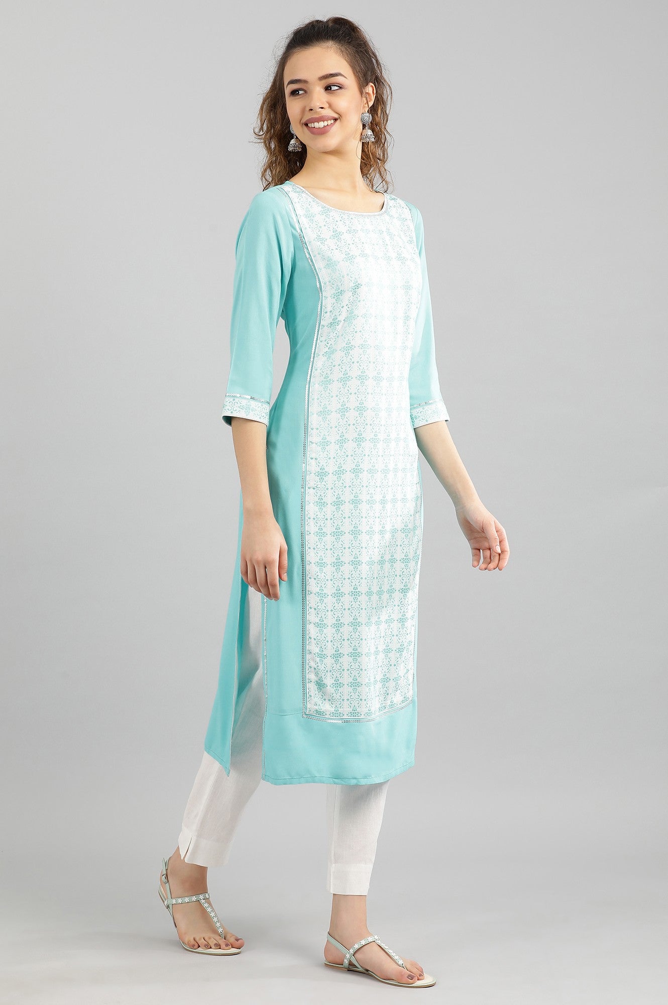 Light Blue Straight kurta