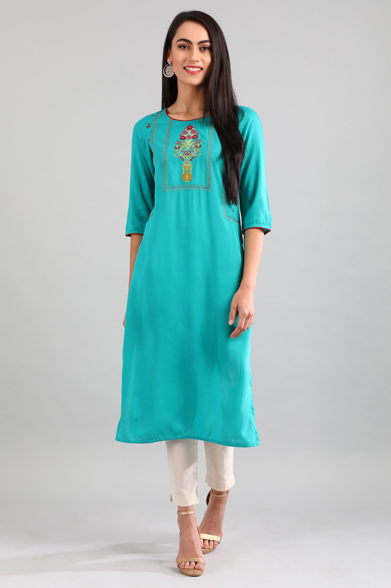 Teal Straight kurta