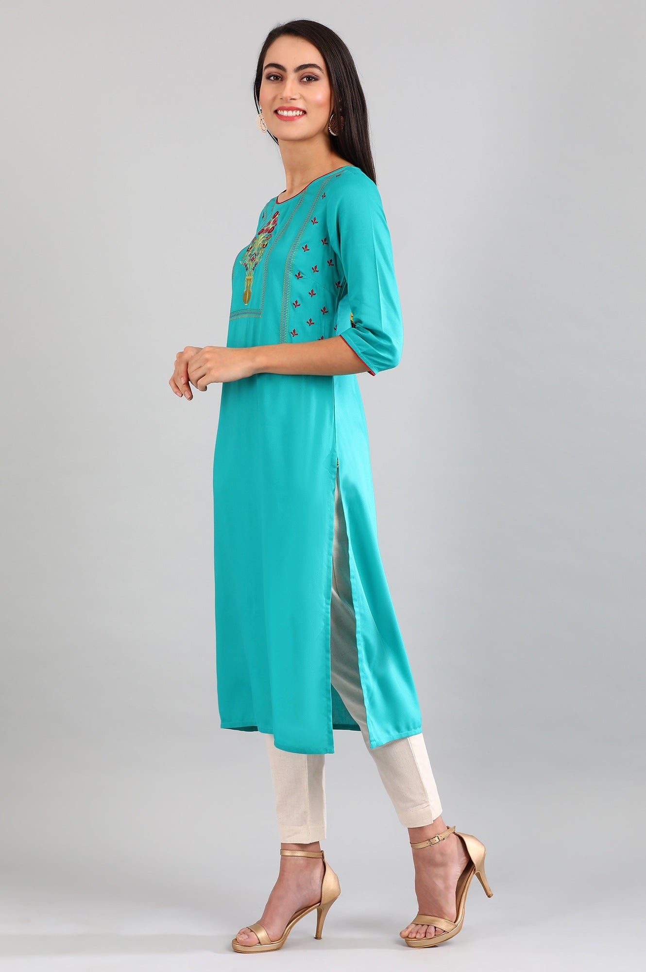 Teal Straight kurta