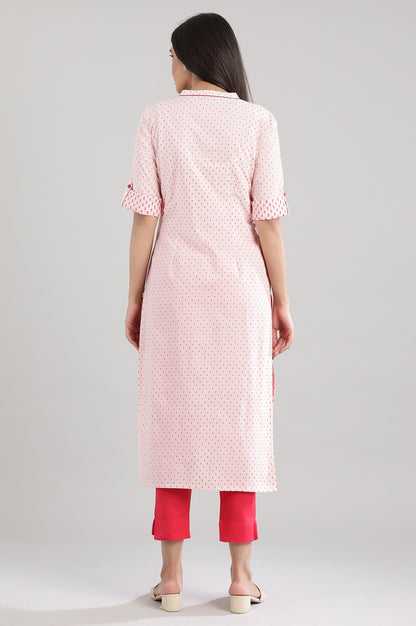 Pink Yarn-Dyed Mandarin kurta