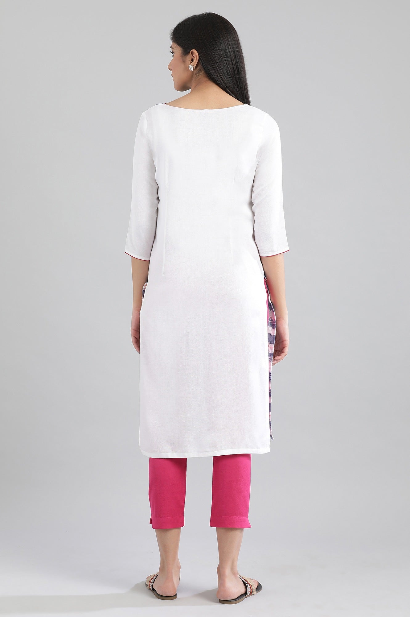 Blue Round Neck Yarn-Dyed kurta