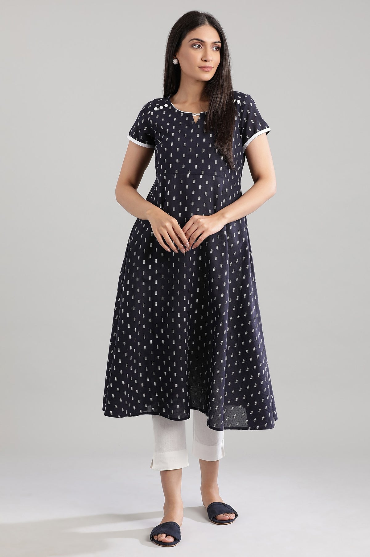 Navy Round Neck kurta - XS