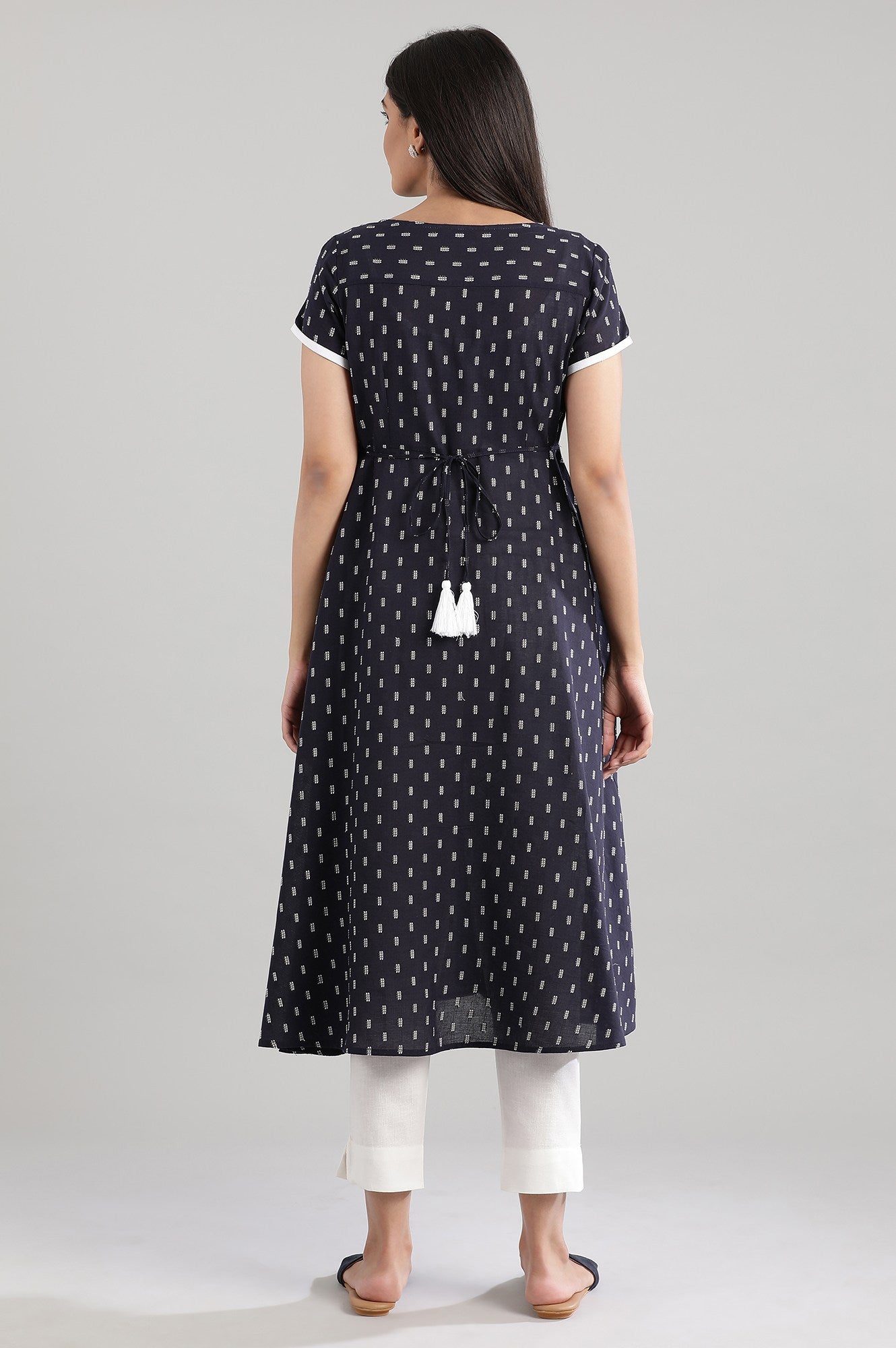 Navy Round Neck kurta