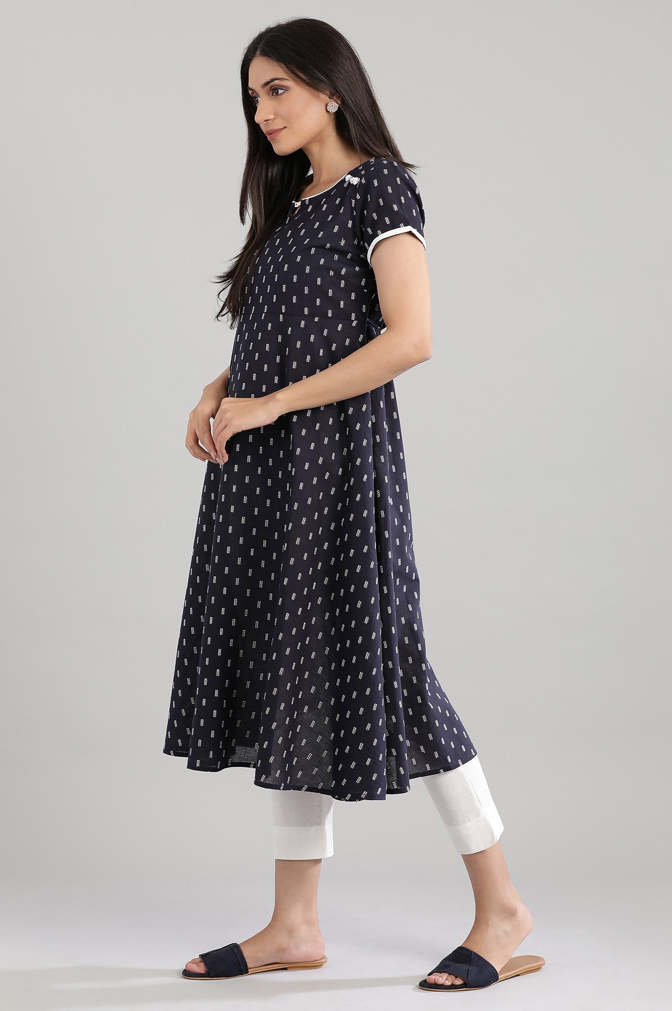 Navy Round Neck kurta