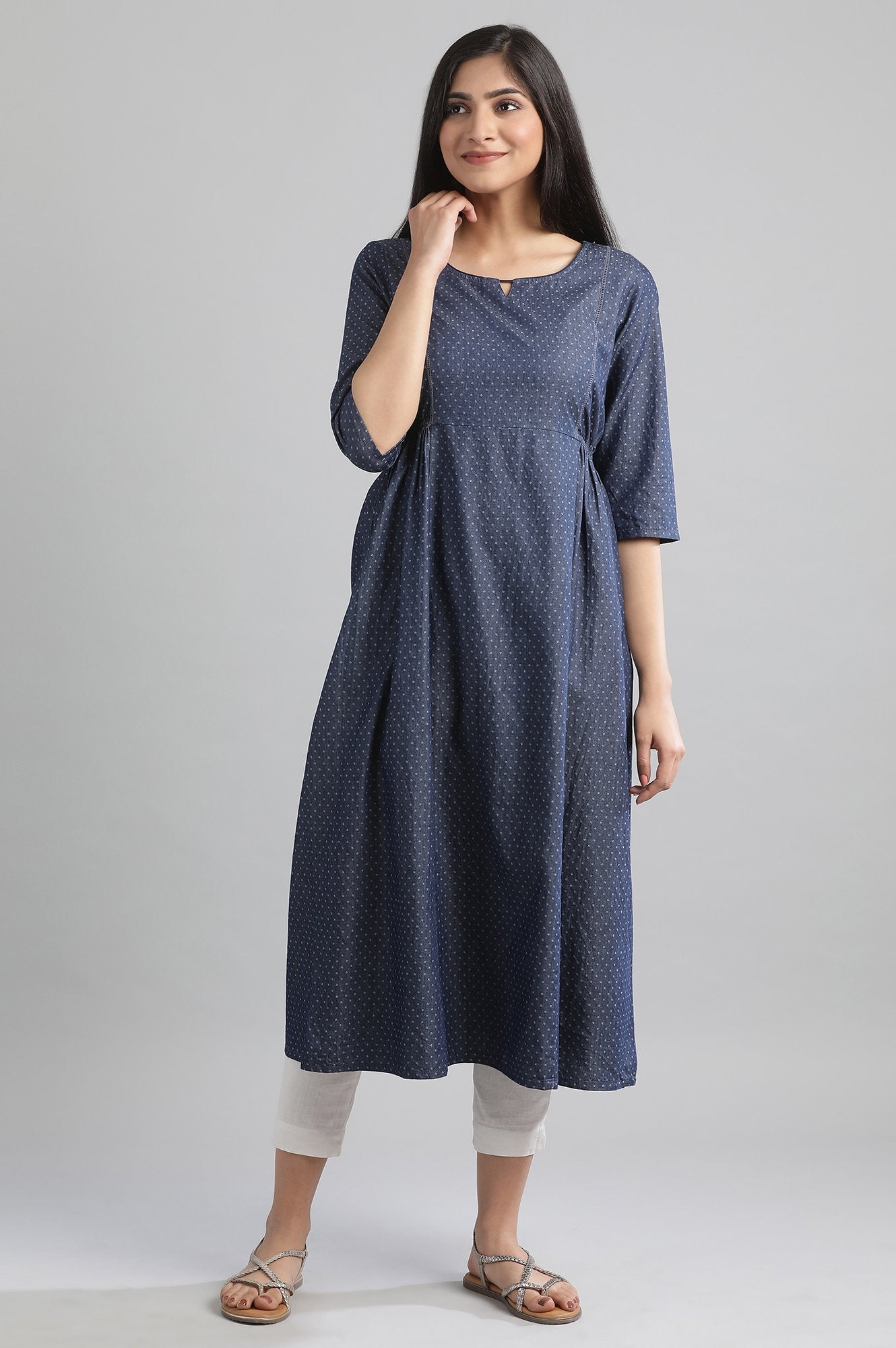 Navy Round Neck kurta