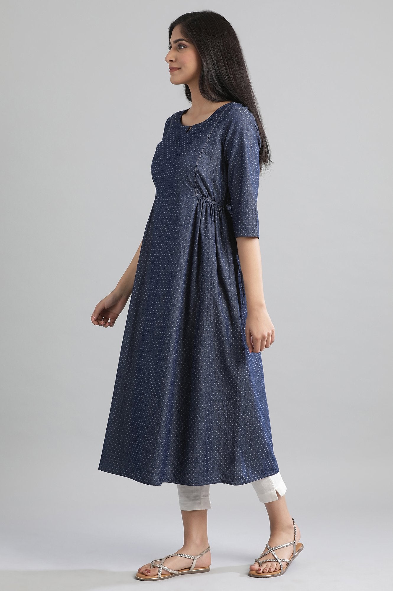 Navy Round Neck kurta