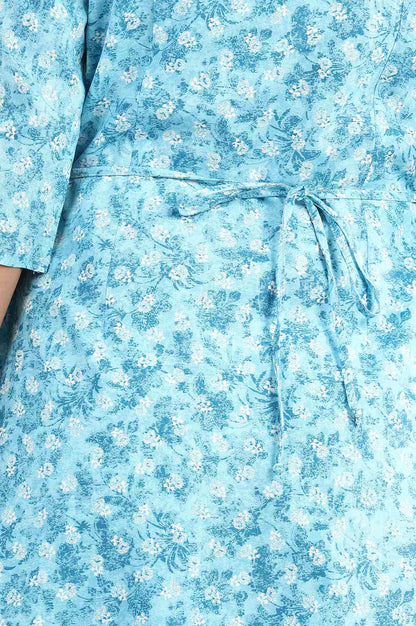 Blue Mandarin Neck Floral kurta