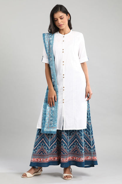 White Mandarin Neck Solid kurta