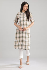 Olive Green Collar Neck Yarn-Dyed kurta