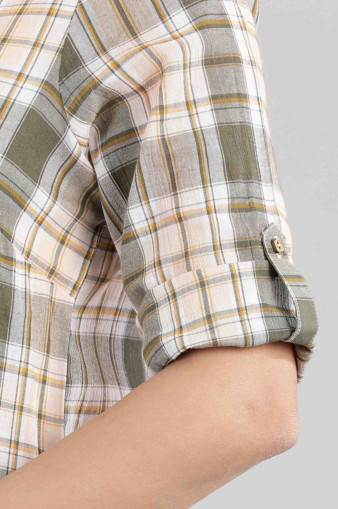 Olive Green Collar Neck Yarn-Dyed kurta