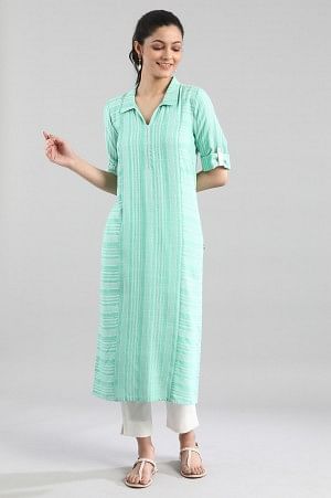 Green Shirt Collar kurta