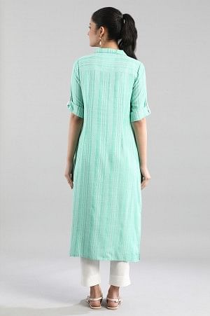 Green Shirt Collar kurta