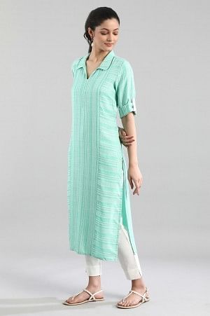 Green Shirt Collar kurta