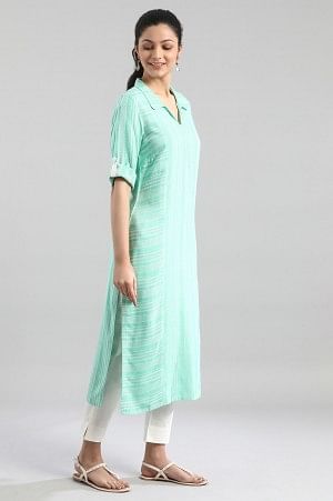 Green Shirt Collar kurta