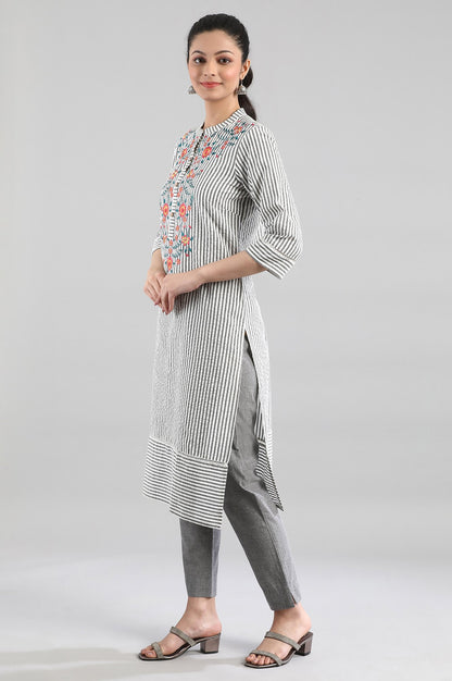 White kurta with Black Stripes