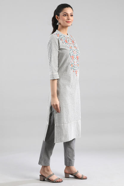 White kurta with Black Stripes