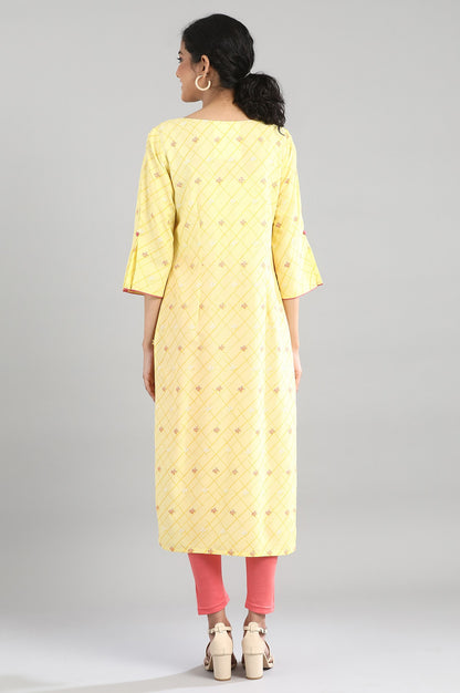 Yellow Printed kurta