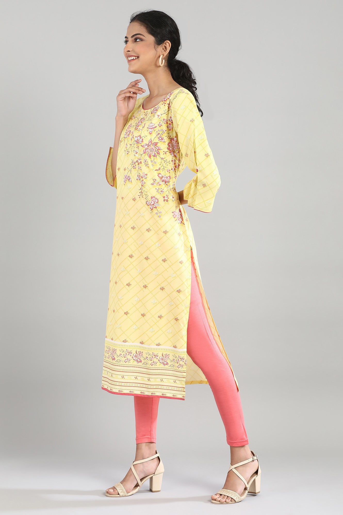 Yellow Printed kurta