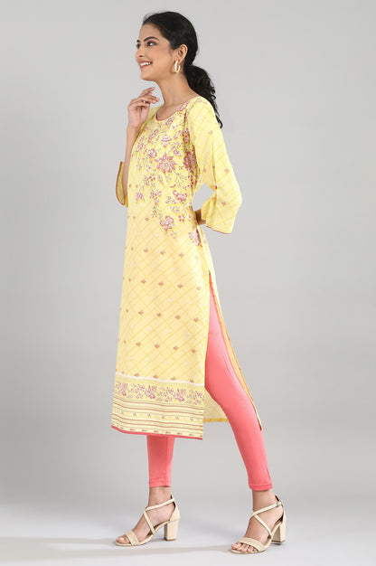 Yellow Printed kurta