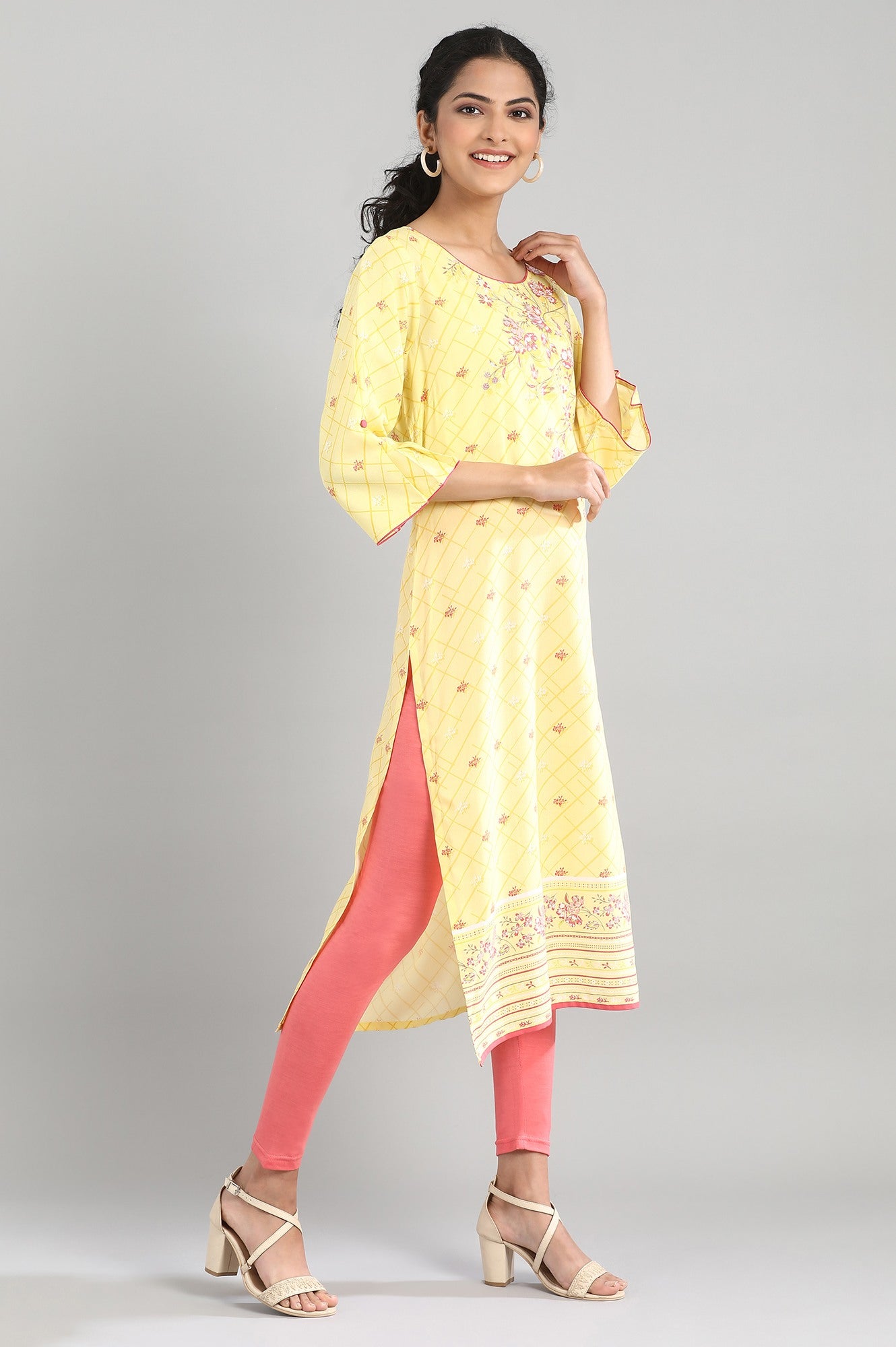 Yellow Printed kurta