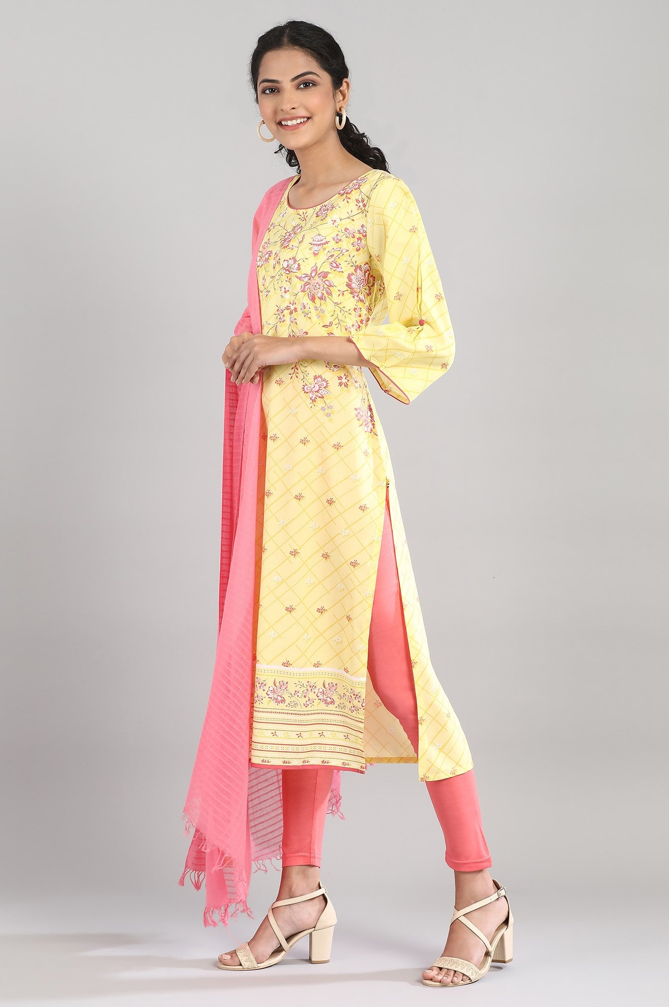 Yellow Printed kurta