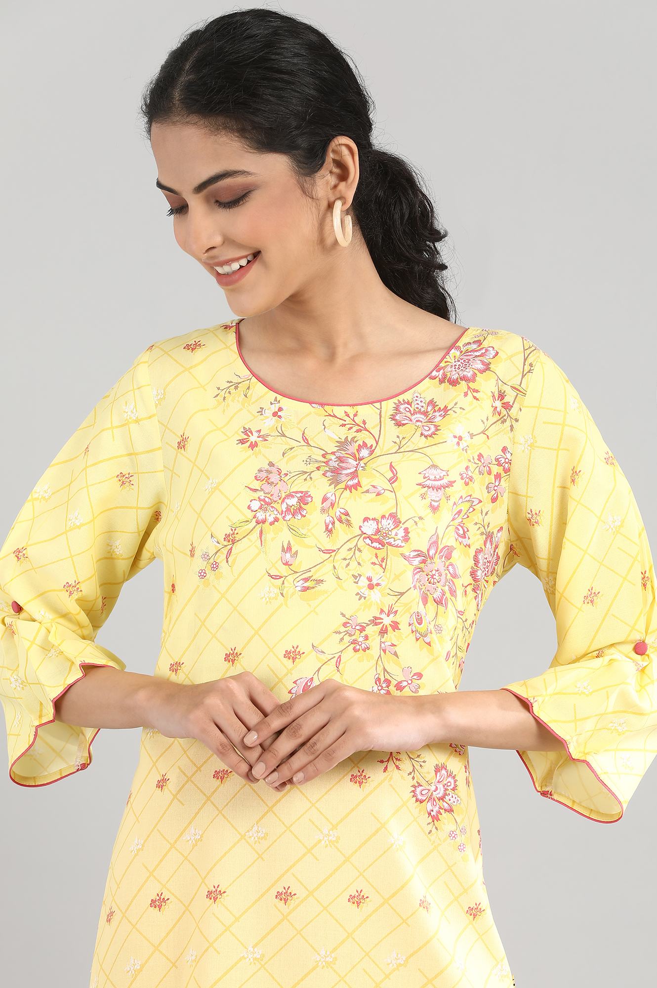 Yellow Printed kurta