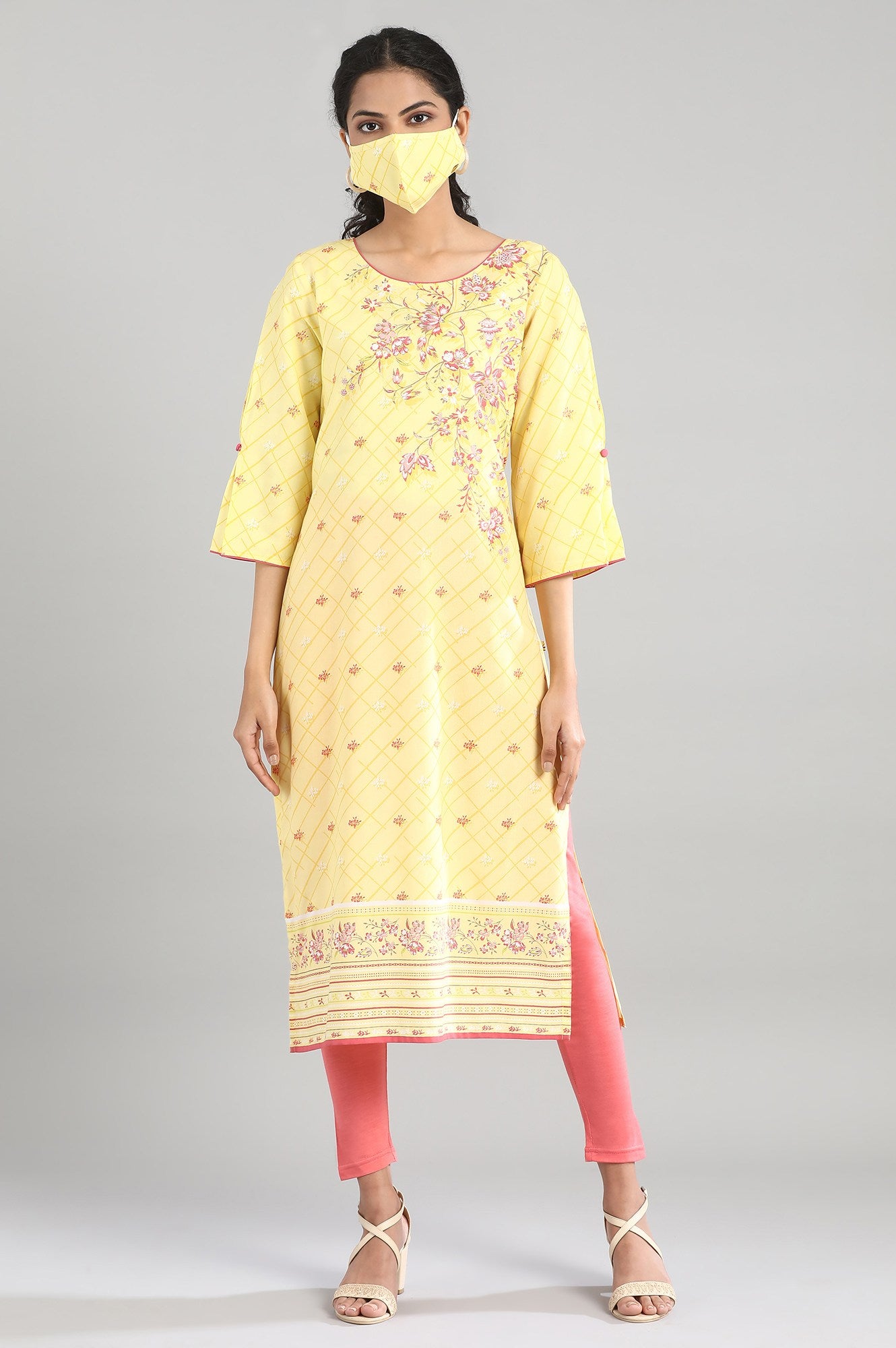 Yellow Printed kurta