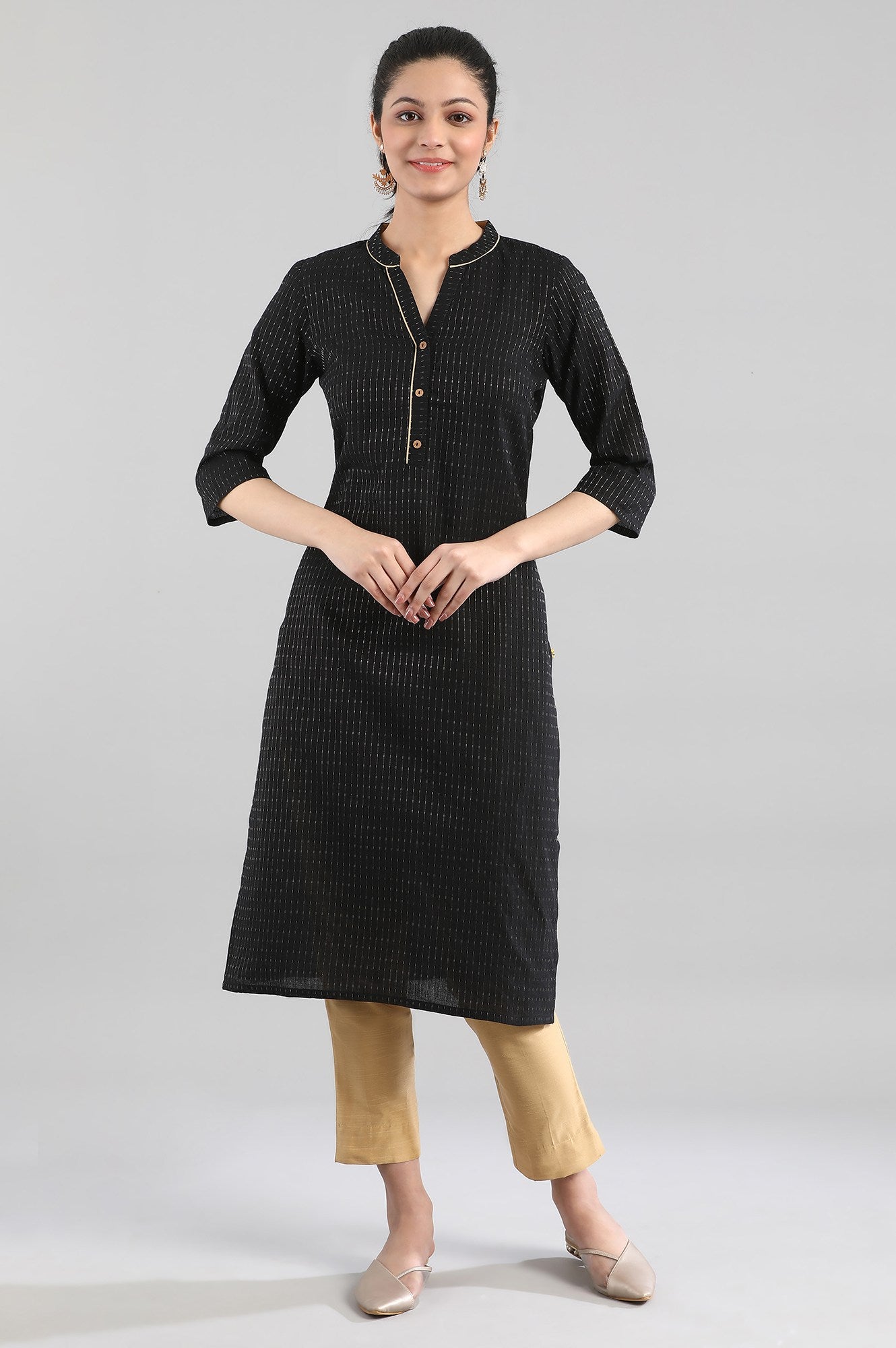 Black Casual Cotton kurta