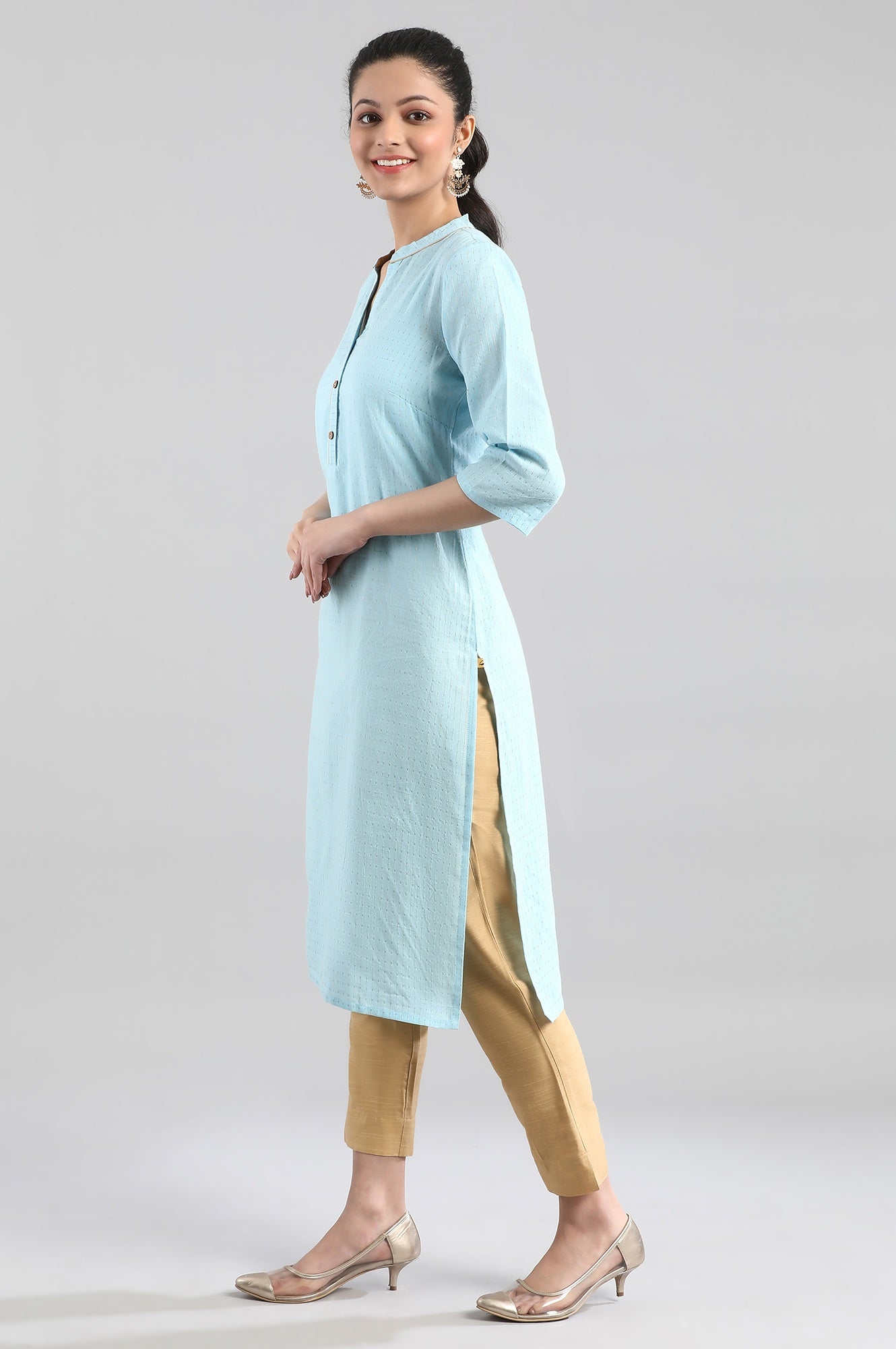 Blue Casual Cotton kurta